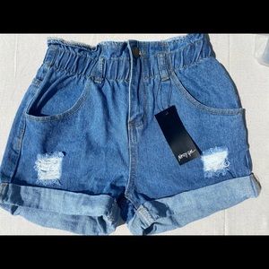 Nasty Gal Paper Bag Waist Denim Shorts